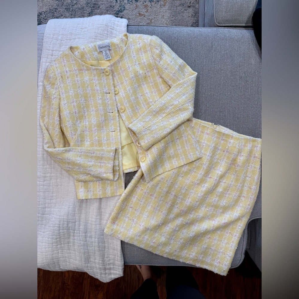 Vintage Chadwicks‎ tweed jacket and skirt set Yellow Plaid petite